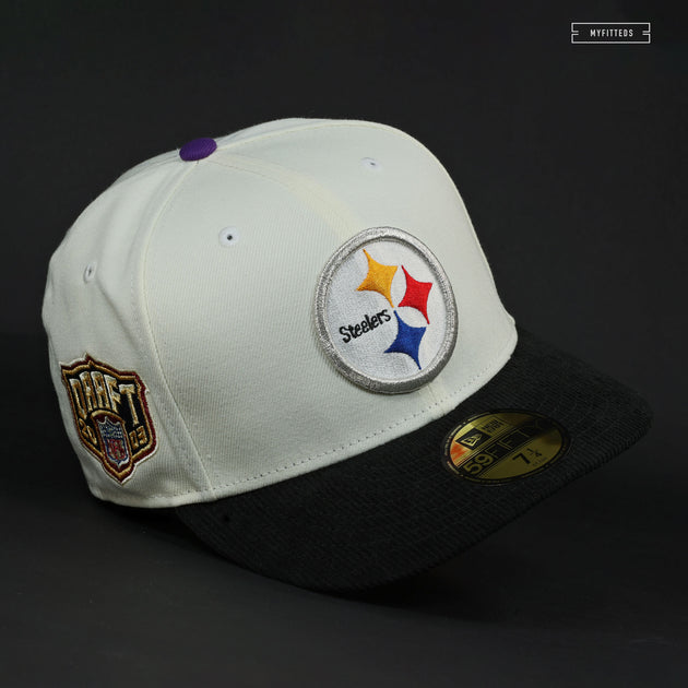 PITTSBURGH STEELERS 2003 NFL DRAFT OFF WHITE TROY NEW ERA FITTED CAP –  SHIPPING DEPT