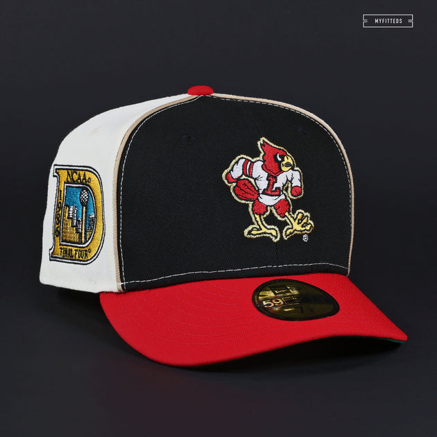 Louisville Cardinals New Era Patch 59FIFTY Fitted Hat - Heather Gray/Red
