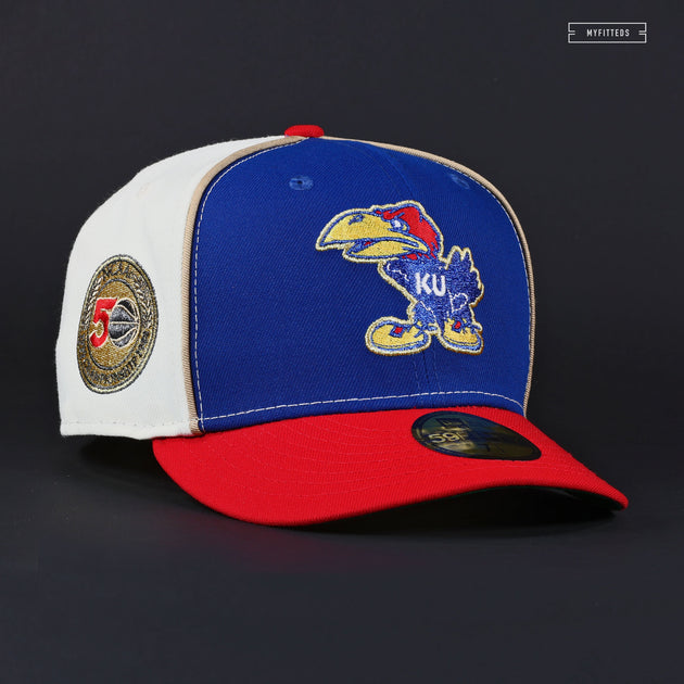 Kansas Jayhawks 59FIFTY Fitted Hat, Blue - Size: 7, by New Era