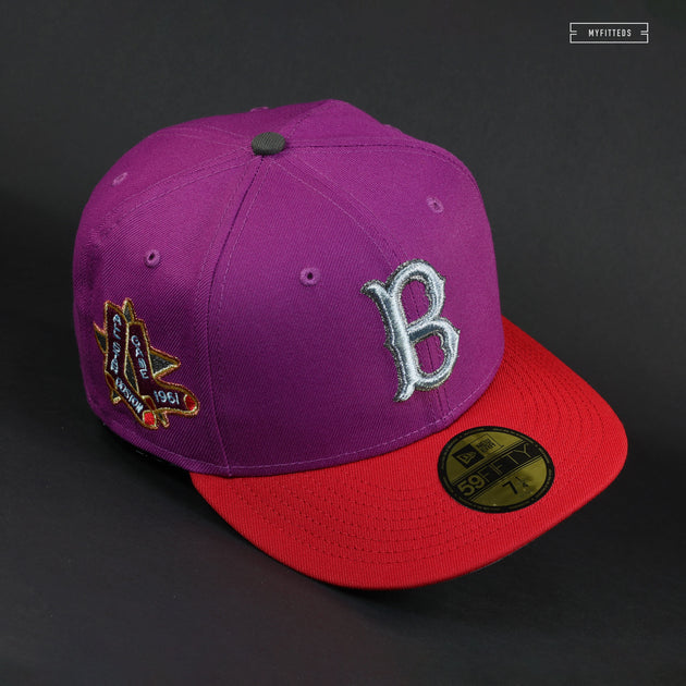 Boston Red Sox New Era Scarlet Undervisor 59FIFTY Fitted Hat - White/Pink