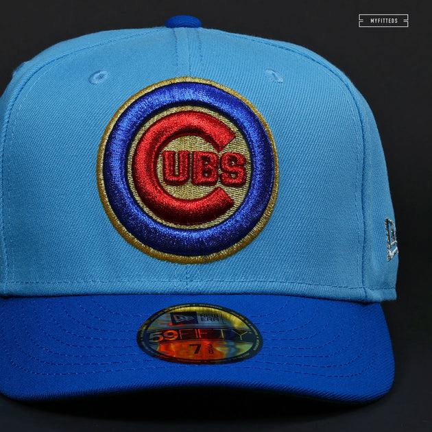 Pinstripe Chicago Cubs Royal Visor 100th Anniversary Patch Fitted 71/2