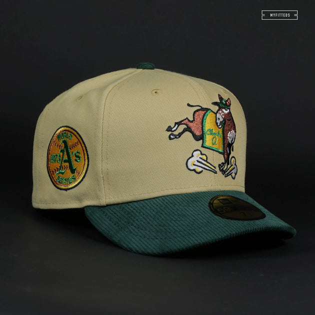 OAKLAND ATHLETICS 1973 WORLD SERIES CHARLIE-O NEW ERA FITTED CAP –  SHIPPING DEPT