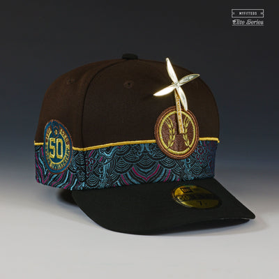 MILWAUKEE BREWERS 50TH ANNIVERSARY GENZO'S PINWHEEL ELITE SERIES NEW ERA FITTED CAP