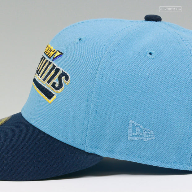 PITTSBURGH PENGUINS VINTAGE HOCKEY ULTRA BLUE JERSEY WORDMARK NEW ERA FITTED CAP