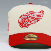 DETROIT RED WINGS 50TH ANNIVERSARY OFF WHITE SCARLET NEW ERA FITTED CAP