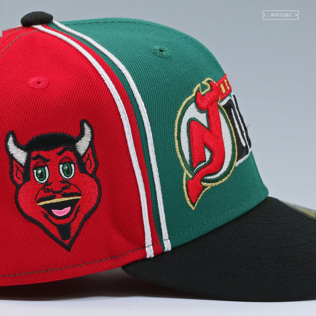 NEW JERSEY DEVILS NJ DEVIL REVERSE RETRO INSPIRED DIAGONAL BLOCK NEW ERA FITTED CAP