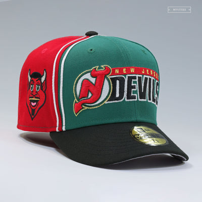 NEW JERSEY DEVILS NJ DEVIL REVERSE RETRO INSPIRED DIAGONAL BLOCK NEW ERA FITTED CAP