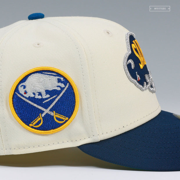 BUFFALO SABRES NHL OFF WHITE NIGHTSHADE SEASHORE SLATE NEW ERA FITTED CAP