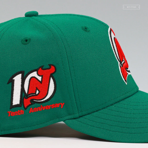 NEW JERSEY DEVILS 10TH ANNIVERSARY EMERALD GREEN NEW ERA FITTED CAP