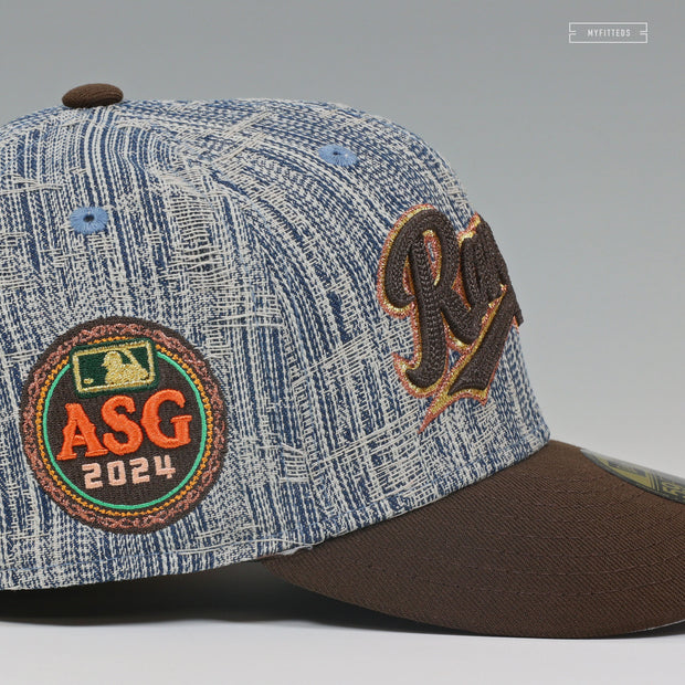 TEXAS RANGERS 2024 ALL-STAR GAME CHAIN STITCH DISTRESSED DENIM NEW ERA FITTED CAP