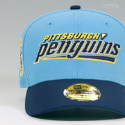 PITTSBURGH PENGUINS VINTAGE HOCKEY ULTRA BLUE JERSEY WORDMARK NEW ERA FITTED CAP