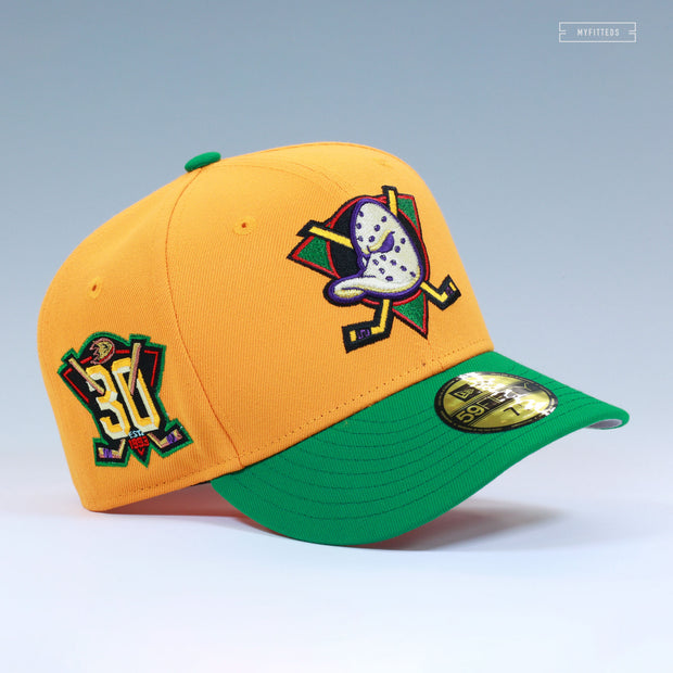 ANAHEIM MIGHTY DUCKS 30TH ANNIVERSARY DISTRICT 5 MARIGOLD NEW ERA FITTED CAP