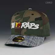 YO! MTV RAPS. THE BOOM BOX WOODLAND CAMO & DISTRESSED DENIM NEW ERA FITTED CAP