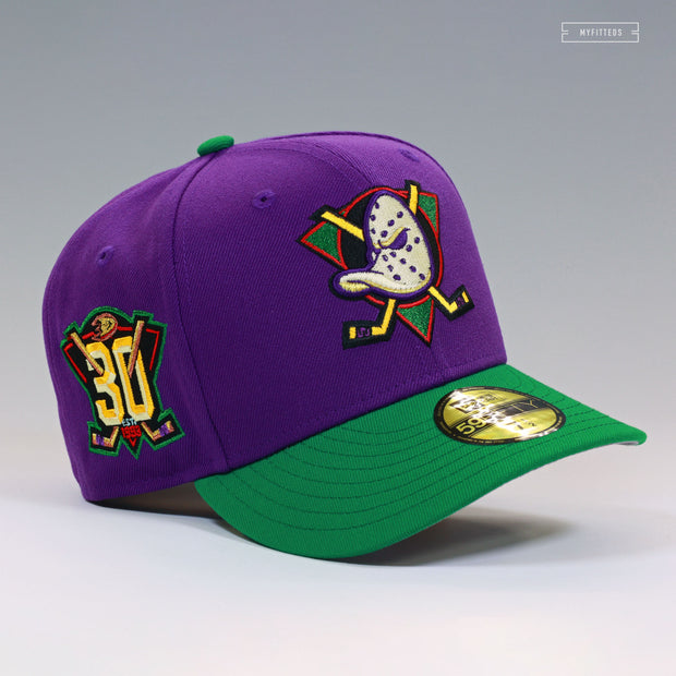 ANAHEIM MIGHTY DUCKS 30TH ANNIVERSARY DISTRICT 5 REVERSE NEW ERA FITTED CAP