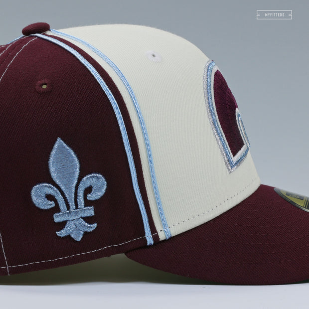 QUEBEC NORDIQUES FLEUR DE LIS REVERSE RETRO DIAGONAL BLOCK NEW ERA FITTED CAP