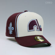 QUEBEC NORDIQUES FLEUR DE LIS REVERSE RETRO DIAGONAL BLOCK NEW ERA FITTED CAP