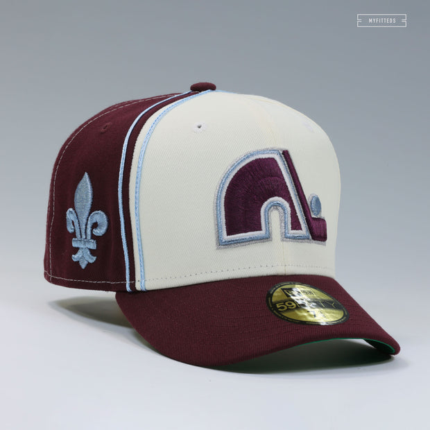QUEBEC NORDIQUES FLEUR DE LIS REVERSE RETRO DIAGONAL BLOCK NEW ERA FITTED CAP