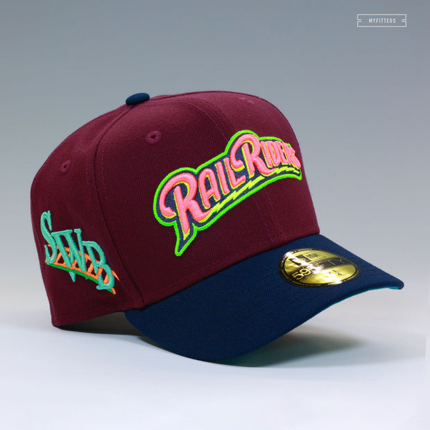 SCRANTON WILKES-BARRE RAIL RIDERS INTENSE MAROON NIGHTSHADE NEON NEW ERA FITTED CAP