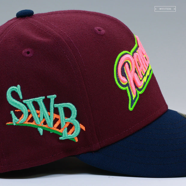 SCRANTON WILKES-BARRE RAIL RIDERS INTENSE MAROON NIGHTSHADE NEON NEW ERA FITTED CAP