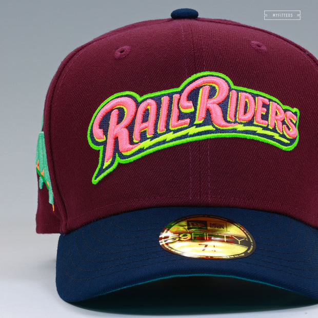 SCRANTON WILKES-BARRE RAIL RIDERS INTENSE MAROON NIGHTSHADE NEON NEW ERA FITTED CAP