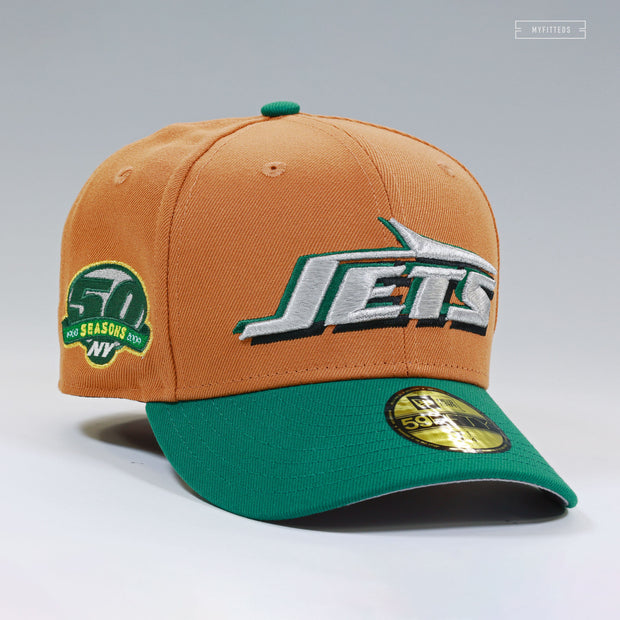 NEW YORK JETS 50TH ANNIVERSARY CIGARS AND TROPHIES NEW ERA FITTED CAP