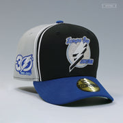 TAMPA BAY LIGHTNING 30TH ANNIVERSARY REVERSE RETRO DIAGONAL BLOCK NEW ERA FITTED CAP
