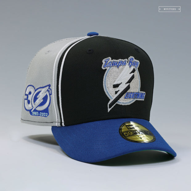 TAMPA BAY LIGHTNING 30TH ANNIVERSARY REVERSE RETRO DIAGONAL BLOCK NEW ERA FITTED CAP