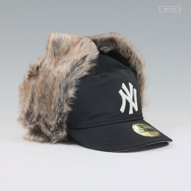 NEW YORK YANKEES RETRO CROWN DABU DOG EAR FAUX FUR NEW ERA WINTER FITTED CAP