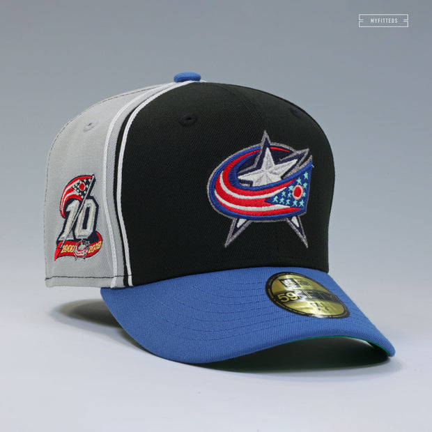 COLUMBUS BLUE JACKETS 10TH ANNIVERSARY REVERSE RETRO DIAGONAL BLOCK NEW ERA CAP