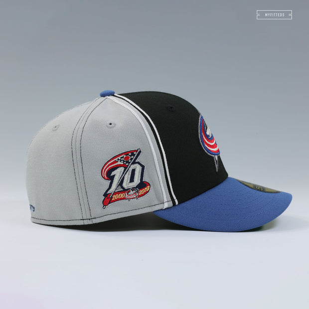 COLUMBUS BLUE JACKETS 10TH ANNIVERSARY REVERSE RETRO DIAGONAL BLOCK NEW ERA CAP