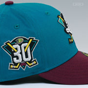 ANAHEIM MIGHTY DUCKS 30TH ANNIVERSARY MAROON JERSEY INSPIRED NEW ERA FITTED CAP