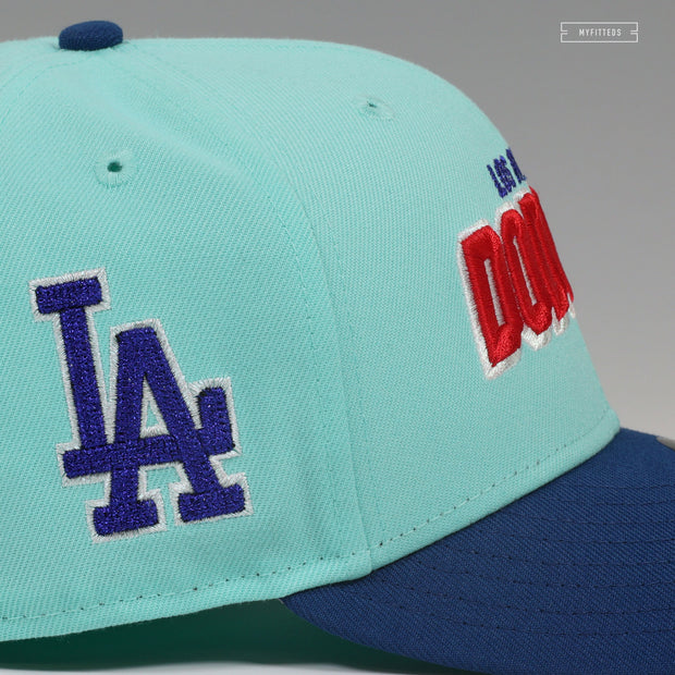 LOS ANGELES DODGERS BLOCK CHAIN STITCH TIFFANY INSPIRED NEW ERA FITTED CAP