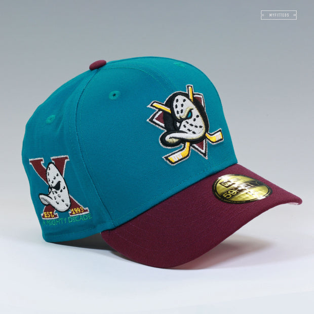 ANAHEIM MIGHTY DUCKS EST. 1993 TEN MIGHTY SEASONS SHY PINK UV NEW ERA FITTED CAP