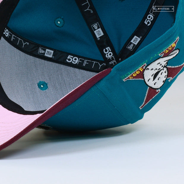 ANAHEIM MIGHTY DUCKS EST. 1993 TEN MIGHTY SEASONS SHY PINK UV NEW ERA FITTED CAP