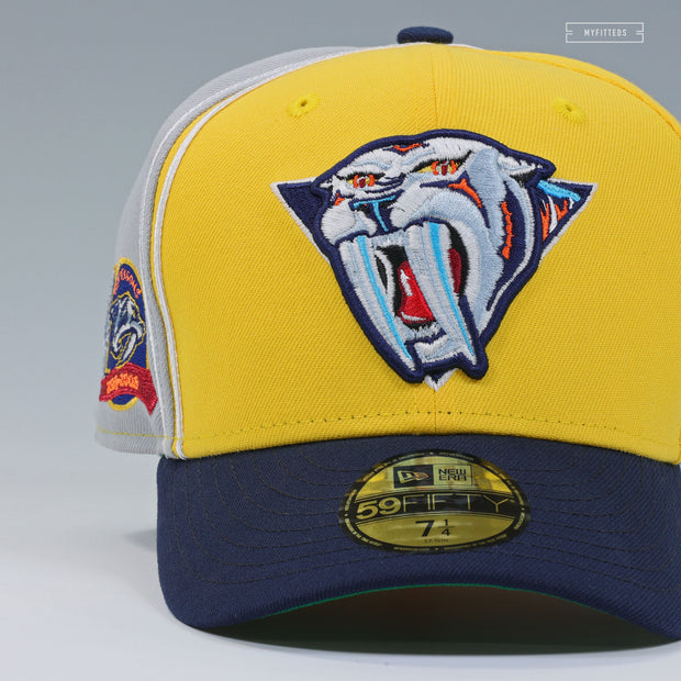 NASHVILLE PREDATORS REVERSE RETRO SABRETOOTH DIAGONAL BLOCK 10 SEASONS NEW ERA CAP