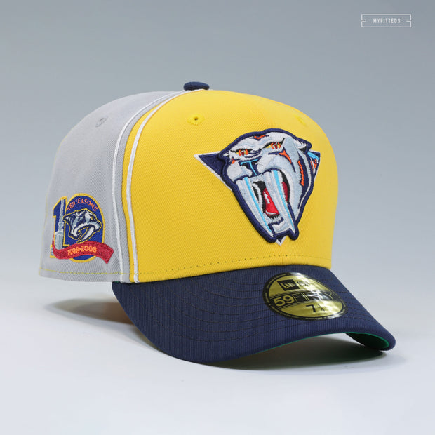 NASHVILLE PREDATORS REVERSE RETRO SABRETOOTH DIAGONAL BLOCK 10 SEASONS NEW ERA CAP