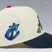 COLUMBUS CLIPPERS KRASH THE MASCOT SLIDING OFF WHITE NEW ERA FITTED CAP