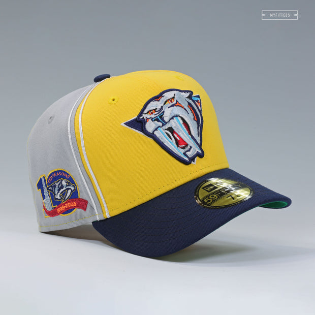 NASHVILLE PREDATORS REVERSE RETRO SABRETOOTH DIAGONAL BLOCK 10 SEASONS NEW ERA CAP