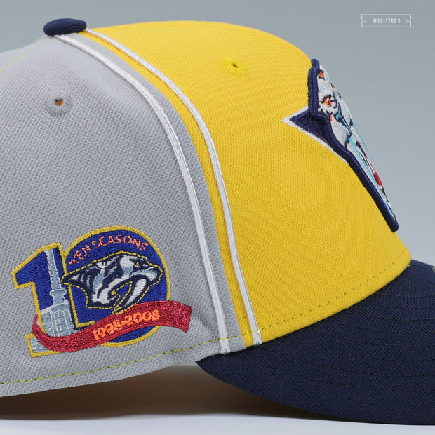 NASHVILLE PREDATORS REVERSE RETRO SABRETOOTH DIAGONAL BLOCK 10 SEASONS NEW ERA CAP
