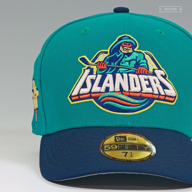 NEW YORK ISLANDERS 25TH ANNIVERSARY PURE AQUA NIGHTSHADE FISHERMAN NEW ERA FITTED CAP