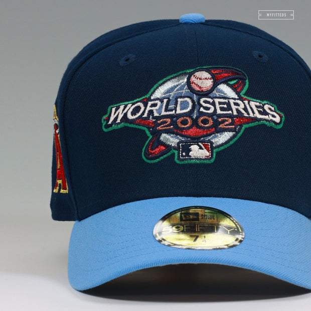 ANAHEIM ANGELS 2002 MLB WORLD SERIES FRONT NIGHTSHADE ULTRA BLUE NEW ERA FITTED CAP