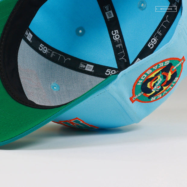 MIAMI DOLPHINS 25TH ANNIVERSARY SILVER SEASON DAY LIGHT PURE AQUA NEW ERA CAP