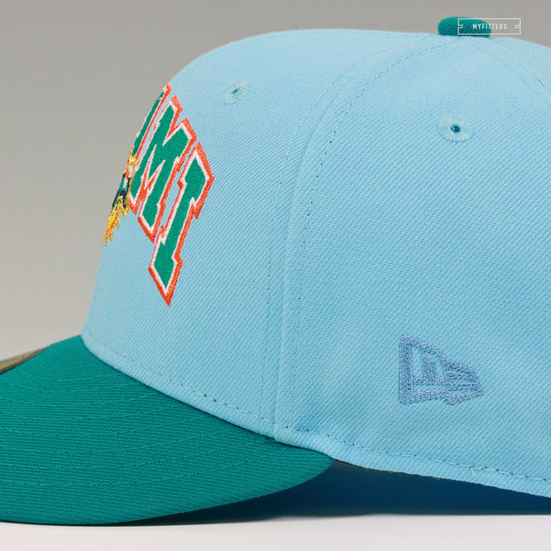 MIAMI DOLPHINS 25TH ANNIVERSARY SILVER SEASON DAY LIGHT PURE AQUA NEW ERA CAP