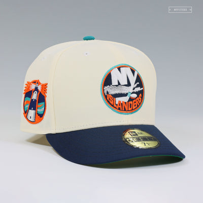 NEW YORK ISLANDERS PRIMARY NY LIGHTHOUSE SIDE PATCH OFF WHITE NEW ERA FITTED CAP