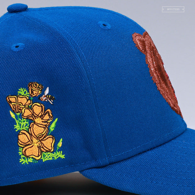 CALIFORNIA GRIZZLY BEAR AND CALIFORNIA POPPY THE GOLDEN STATE NEW ERA FITTED CAP