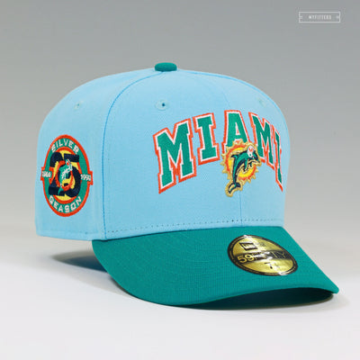 MIAMI DOLPHINS 25TH ANNIVERSARY SILVER SEASON DAY LIGHT PURE AQUA NEW ERA CAP