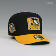 PITTSBURGH PENGUINS 50 YEARS 1960-2017 FRAME IT JET BLACK ARGENT GOLD NEW ERA FITTED CAP