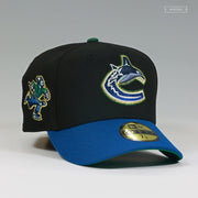 VANCOUVER CANUCKS X JOHNNY CANUCK JET BLACK SEASHORE SLATE NEW ERA FITTED CAP