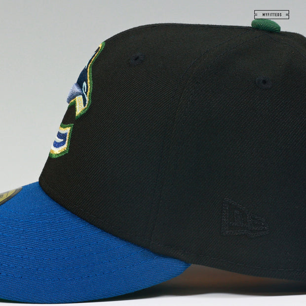 VANCOUVER CANUCKS X JOHNNY CANUCK JET BLACK SEASHORE SLATE NEW ERA FITTED CAP