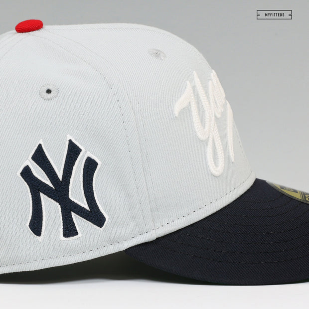 NEW YORK YANKEES ROAD DROP NEEDLE CHAIN STITCH WORDMARK NEW ERA FITTED CAP